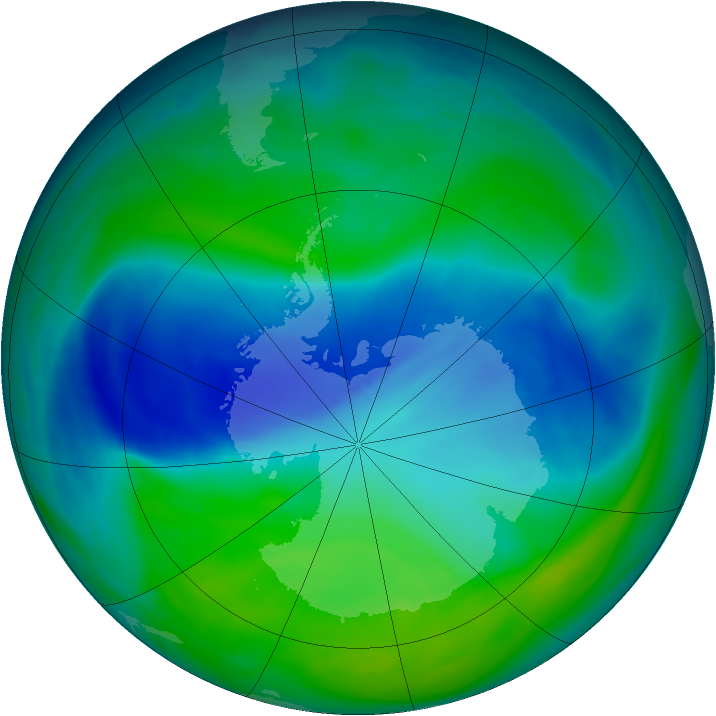 Antarctic ozone map for 04 December 2006